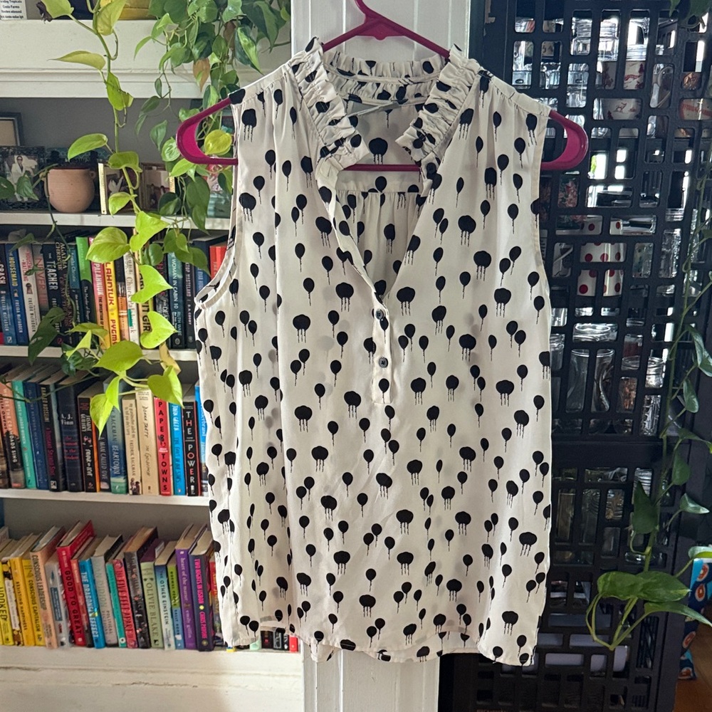 Maeve Black and White Balloon Print Blouse